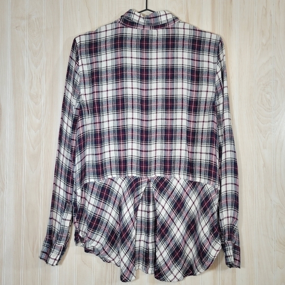 Lucky Brand Tunic Length Plaid Button-Down Shirt Sz Lg - Picture 5 of 5